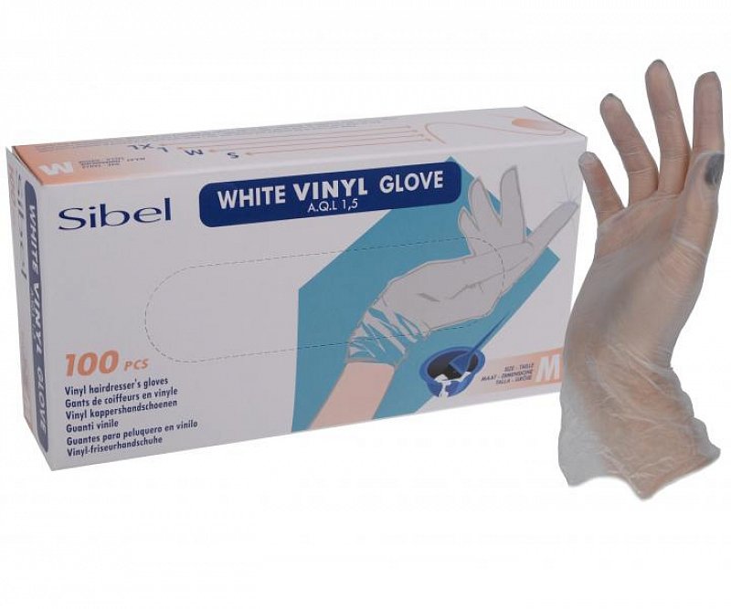 WHITE VINYL SIBEL – vinylové rukavice/biela - 100ks/balenie
